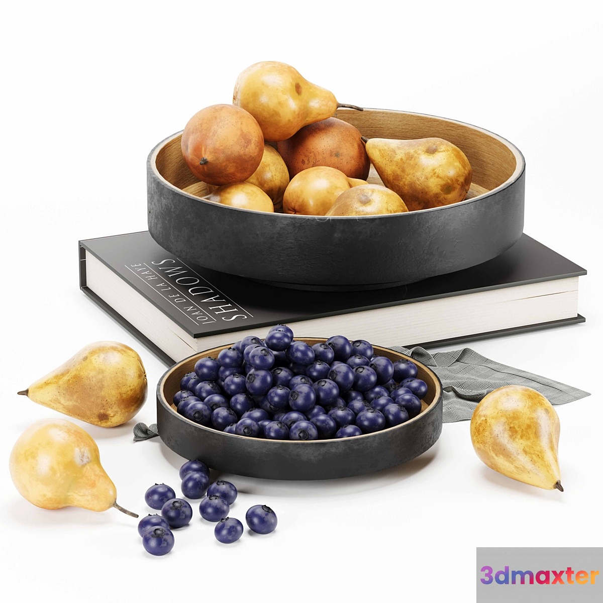 fruit set pear blueberry 3D Max