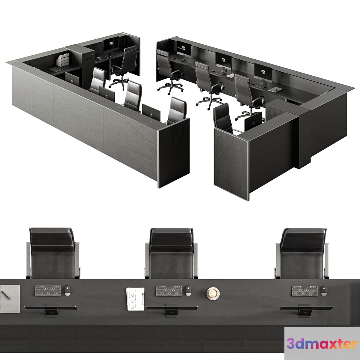 Reception-Work Station Desk Set.3 3D Max