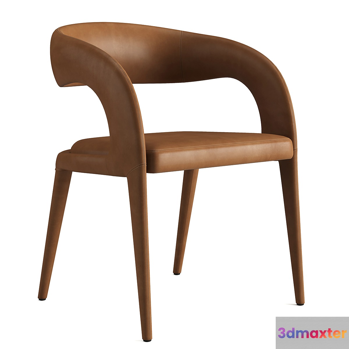 RH NICOLA OPEN BARRELBACK VEGAN LEATHER DINING ARMCHAIR 3D Max
