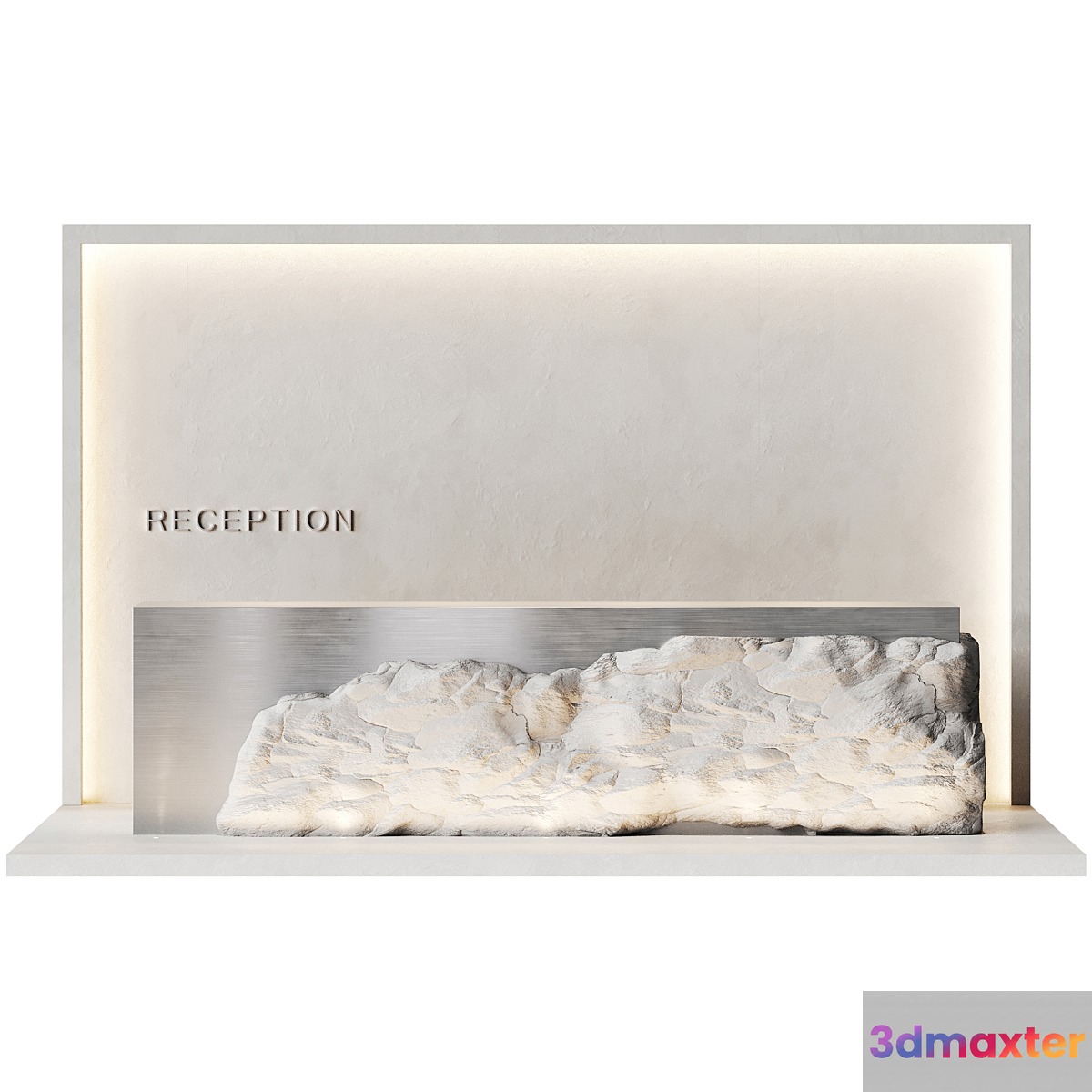 Reception made of natural stone and steel 3D Max