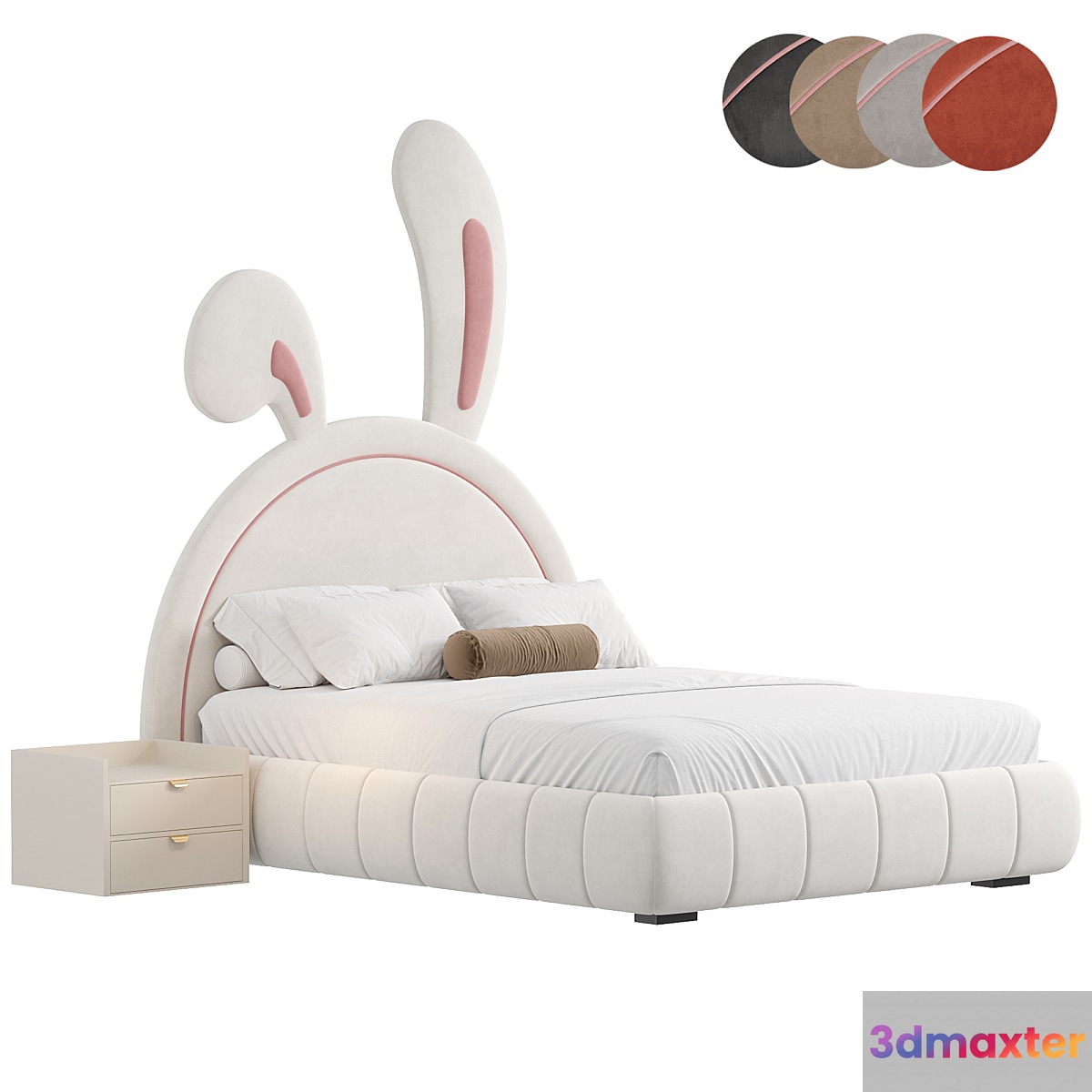 Nettie Microfiber Leather Rabbit Shaped Bed Frame 3D Max