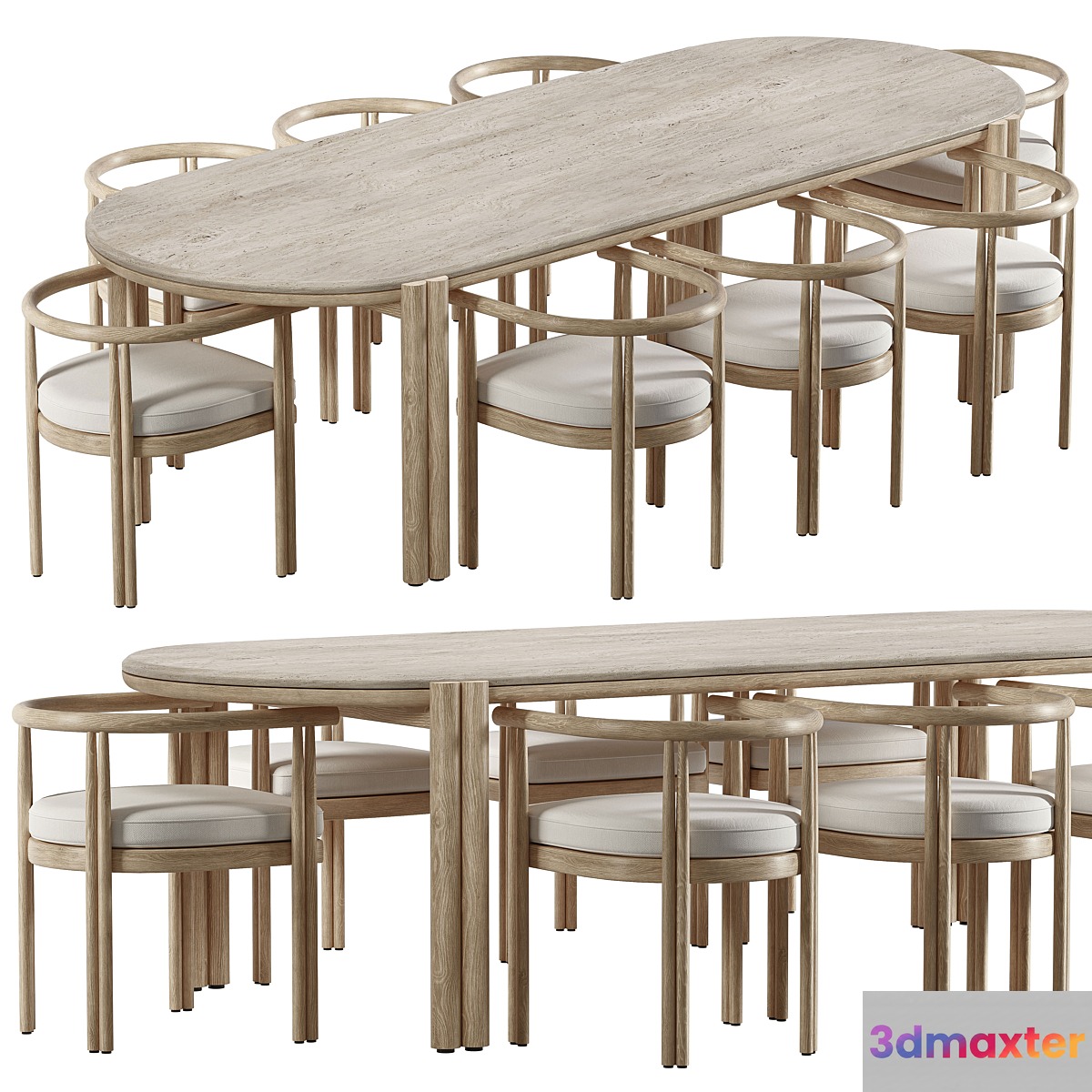 Cove Teak Dining Chair and Table-Harbour 3D Max