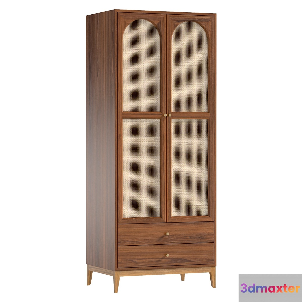 Vintage Cocoa Ash Wood Unfixed Wardrobe Closet 3D Max
