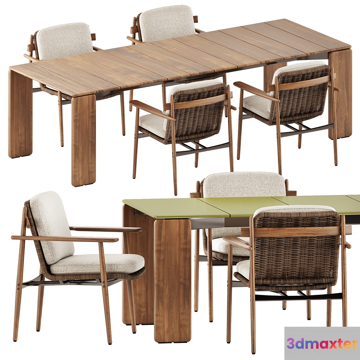 Trio Outdoor Dining chair and Drake Outdoor table by Minotti 3D Max