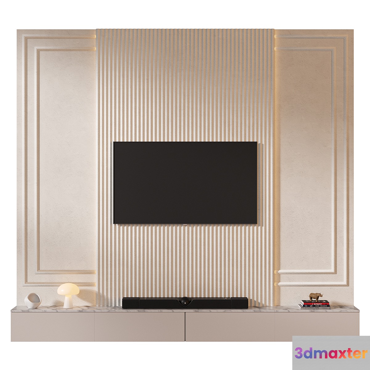 TV wall set 03 3D Max
