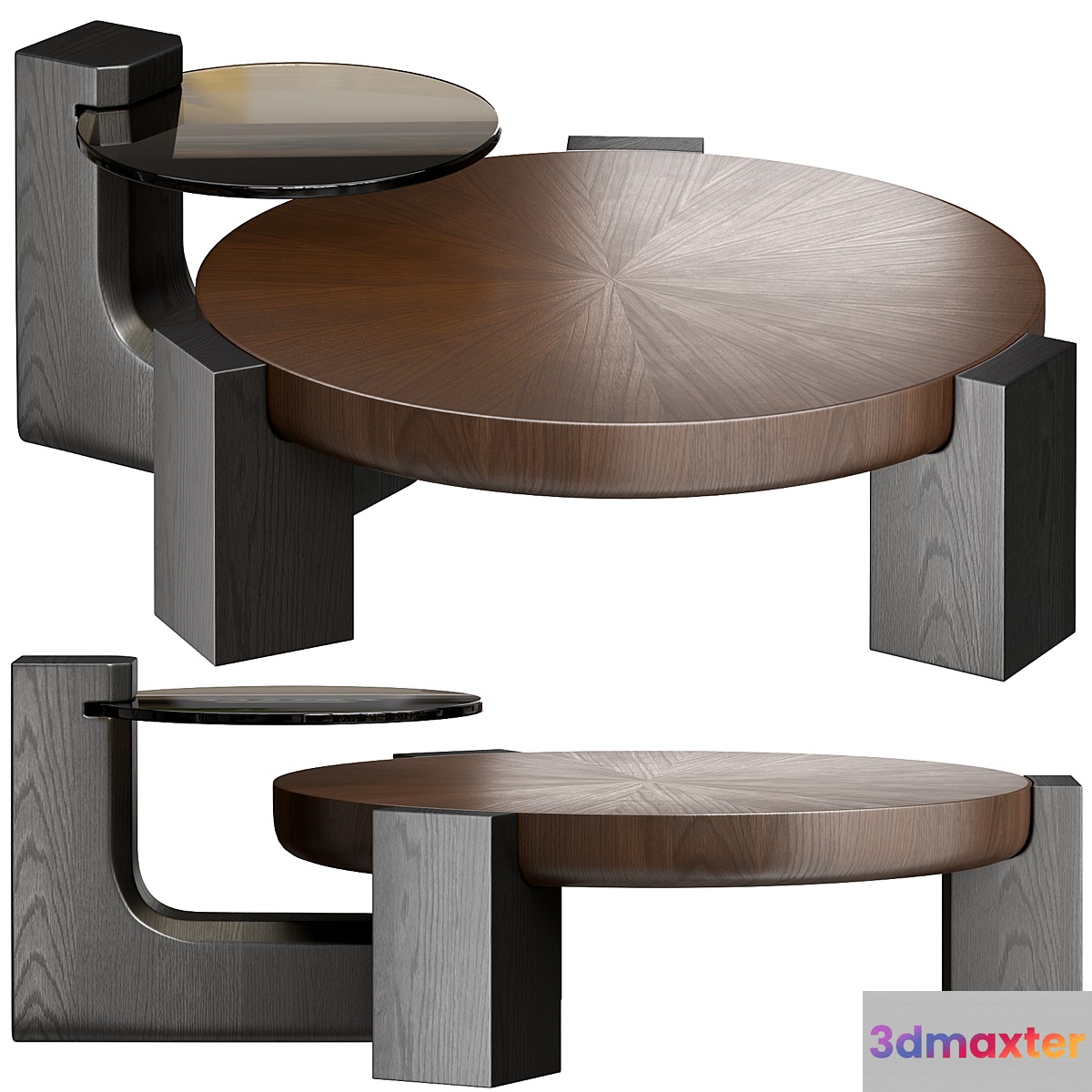 Rhuardhi Modern Round Wood Coffee 3D Max